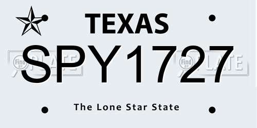 SPY1727 Texas License Plate