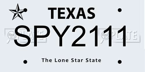 SPY2111 Texas License Plate