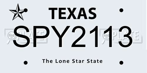 SPY2113 Texas License Plate