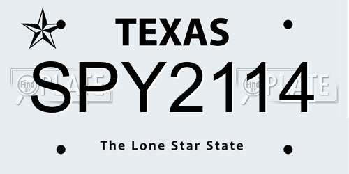 SPY2114 Texas License Plate