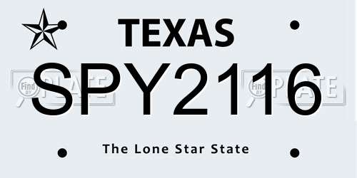SPY2116 Texas License Plate