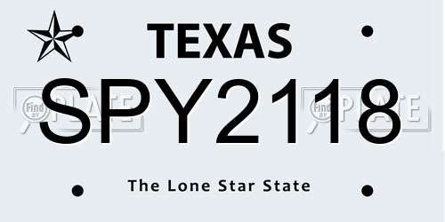SPY2118 Texas License Plate