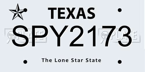 SPY2173 Texas License Plate