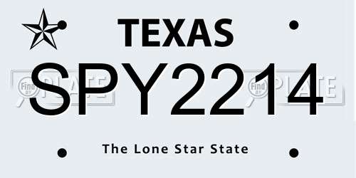 SPY2214 Texas License Plate