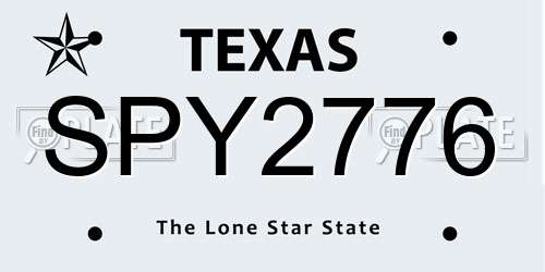 SPY2776 Texas License Plate