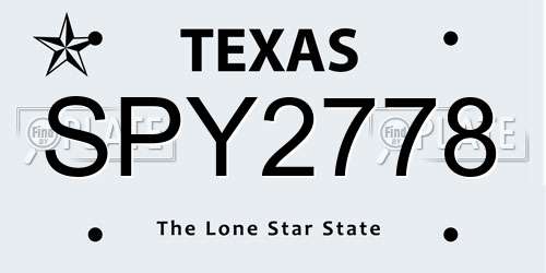 SPY2778 Texas License Plate