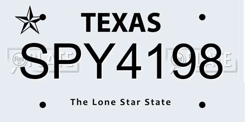 SPY4198 Texas License Plate