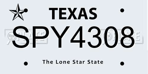 SPY4308 Texas License Plate