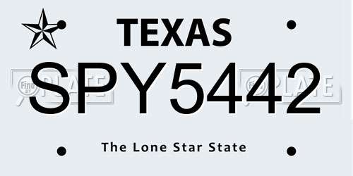 SPY5442 Texas License Plate