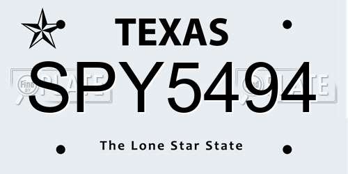 SPY5494 Texas License Plate