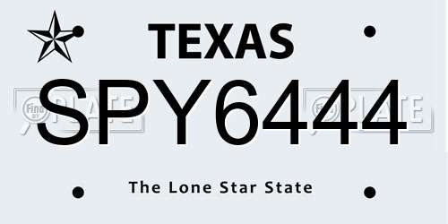 SPY6444 Texas License Plate