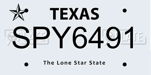SPY6491 Texas License Plate