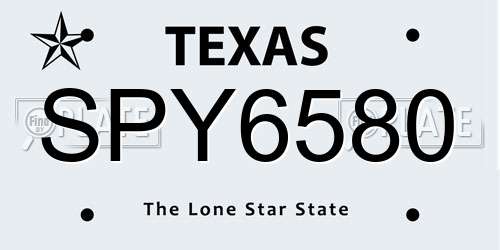 SPY6580 Texas License Plate