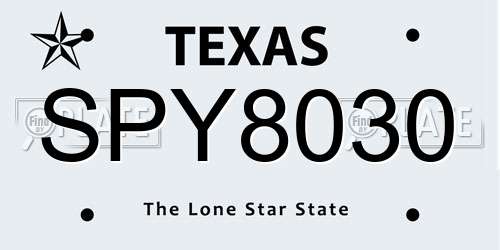 SPY8030 Texas License Plate
