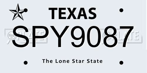 SPY9087 Texas License Plate