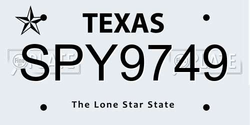 SPY9749 Texas License Plate