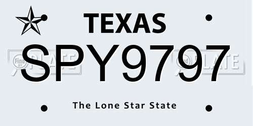 SPY9797 Texas License Plate