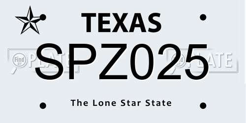 SPZ025 Texas License Plate