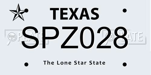 SPZ028 Texas License Plate