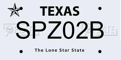 SPZ02B Texas License Plate