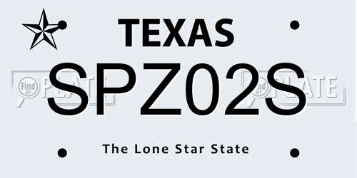 SPZ02S Texas License Plate