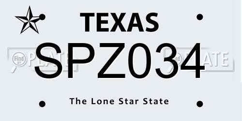 SPZ034 Texas License Plate