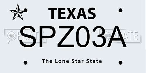 SPZ03A Texas License Plate