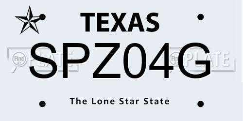 SPZ04G Texas License Plate