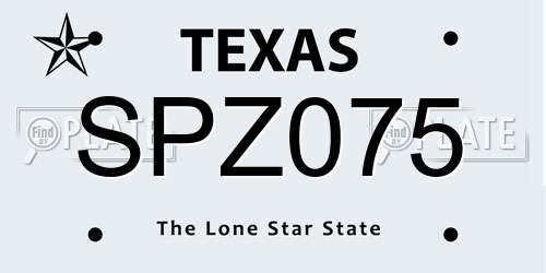 SPZ075 Texas License Plate
