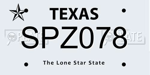 SPZ078 Texas License Plate