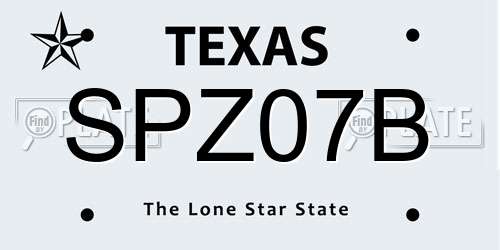 SPZ07B Texas License Plate