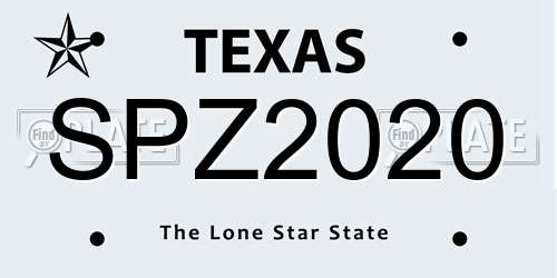 SPZ2020 Texas License Plate