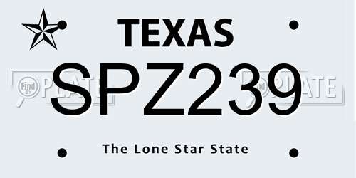 SPZ239 Texas License Plate