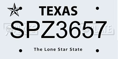 SPZ3657 Texas License Plate