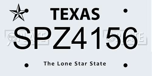 SPZ4156 Texas License Plate
