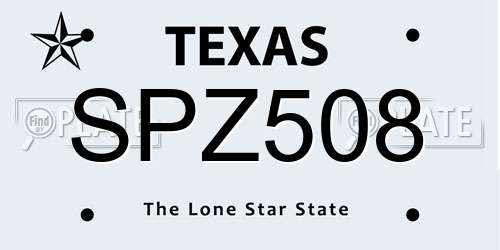 SPZ508 Texas License Plate