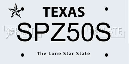 SPZ50S Texas License Plate