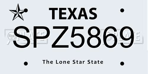 SPZ5869 Texas License Plate
