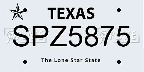 SPZ5875 Texas License Plate
