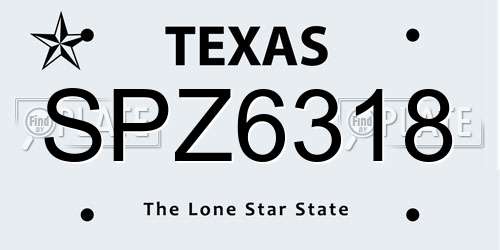 SPZ6318 Texas License Plate