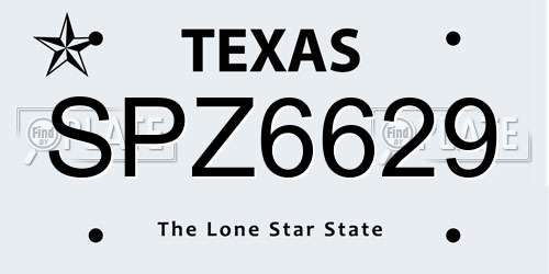 SPZ6629 Texas License Plate