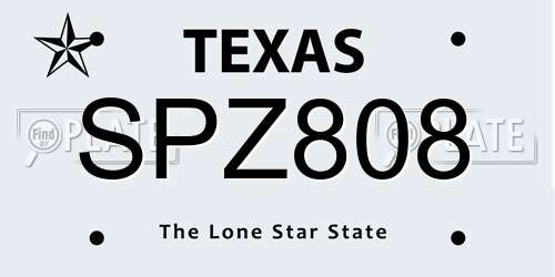 SPZ808 Texas License Plate