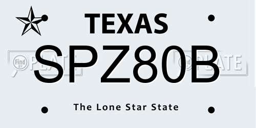 SPZ80B Texas License Plate
