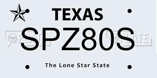 SPZ80S Texas License Plate