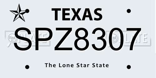 SPZ8307 Texas License Plate