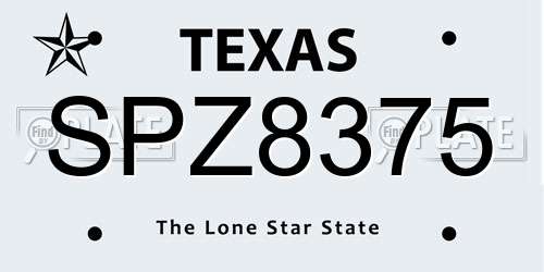 SPZ8375 Texas License Plate