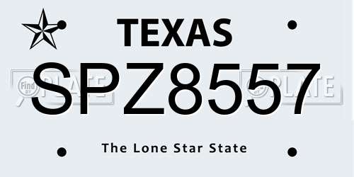 SPZ8557 Texas License Plate