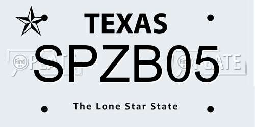 SPZB05 Texas License Plate