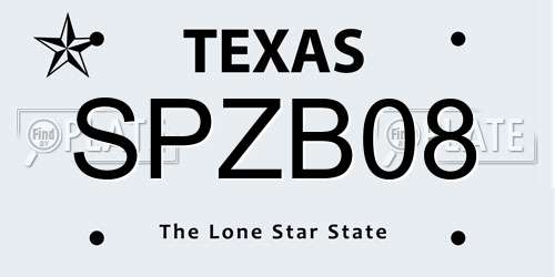 SPZB08 Texas License Plate