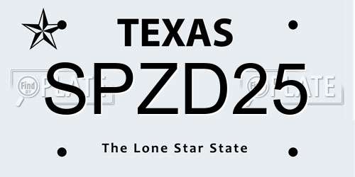 SPZD25 Texas License Plate